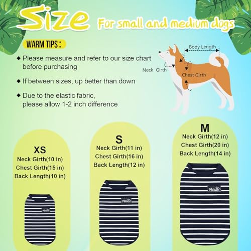 MIHACHI Dog Shirts Cotton Striped T-Shirt, Summer Pet Clothes for Small Dogs, 2-Pack Soft Puppy Apparel Cat Tee, Sleeveless Lightweight, Quick Dry, Breathable,Stretchy, Pink Navy S - color: Pink & Navy, size: Small