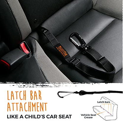 Mighty Paw Dog Seat Belt For Car - LATCH Compatible Adjustable Dog Seatbelt Harness for Small, Medium and Large Pets. Distraction Free Driving, Heavy-Duty Design with Aviation Grade Aluminum Carabiner - style: Latch Bar Attachment