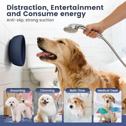 Dog Licking Bowl,Slow Feeder Dog Freeze Bowl, Anxiety Relief Treat Dispenser, Silicone Anti-chocking Pet Dish, Non-Slip Interactive Entertainment Puzzle Toy for Small & Medium-Dark Blue - color: deep blue, size: S