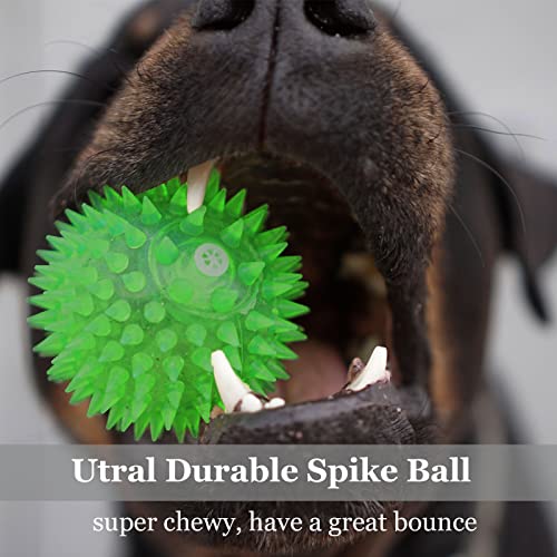 LECHONG 12pack Squeaky Dog Toys Spiky Dog Balls Cleans Teeth and Promotes Dental and Gum Health for Your Pet Squeaker Ball Toys for Aggressive Chewers (S 12PACK) - size: S 12PACK