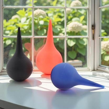 3 Pcs Manual Fluid Suction Device, for Pet Rubber Ear Washing Squeeze Bulb Ear Washing Removal Tool Ear Wax Removal, Pet Earwax Cleaning(Black, Red, Blue)