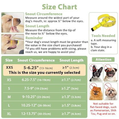 Mayerzon Dog Muzzle with Hook and Loop for Large Medium Small Dogs, Patented Soft Mesh Beagle Labrador Puppy Muzzles for Biting Chewing Grooming, Breathable, Adjustable (Black, XXS) - size: XXS-(Snout Cir 5"-6.25")