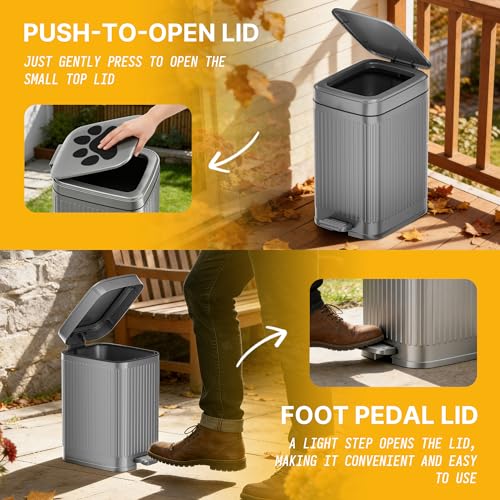 Dog Poop Trash Can Outside, 2.7Gal Dog Waste Trash Can with Lid, Foot Pedal, Dog Waste Container with 20 Bags, Pet Poop Bucket with Soft Close for Backyard Odor Control, Grey - size: 10L Grey Dog Trash Can