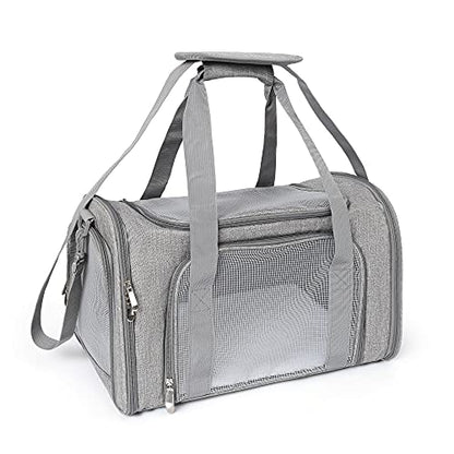 Mile High Life | Outdoor Travel Pet Carrier | Kitty Puppy Cat Carriers | Collapsible Dog Carrier for Small Medium Dogs | Cat Crates w Breathable Mesh with Soft-Sided (Grey, Large) - size: Large