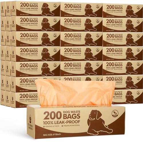 Sherr 20 Boxed Rolls 4000 Counts Dog Poop Bags Bulk Leak Proof Dog Waste Bags Universal Pet Doggy Waste Poop Box for Puppy Pets Outdoor Walking and Travel, 20 Rolls of 200(Orange) - color: Orange