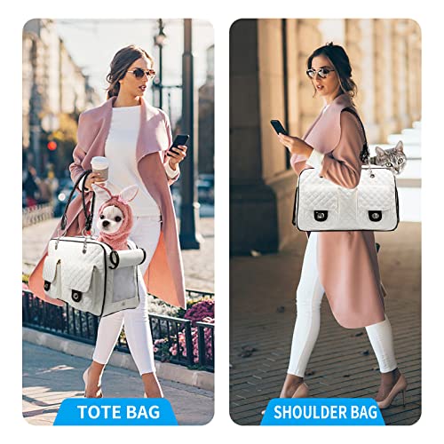 Soft-Sided Pet Travel Carrier Airline Approved for Pet Small Dog and Cat Collapsible, White Shiny Patent Leather - color: White
