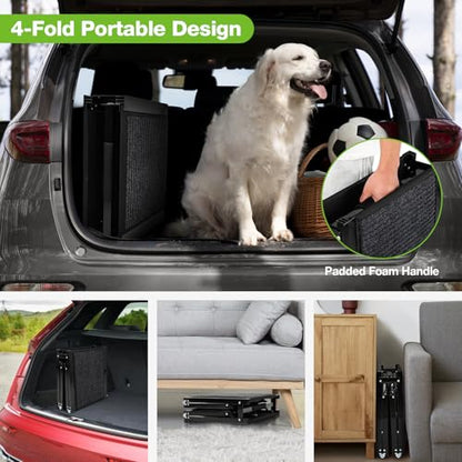 Dog Ramp for Car，63" x 17" Wide Folding Pet Ramp Dog Ramps for Medium & Large Dogs with Non-Slip Rug Surface ，Portable Dog Car Ramp for SUV Car & Truck, Outdoor Dog Ramp Up to 250 LBS - size: Upgraded 63" L x 17.3" W