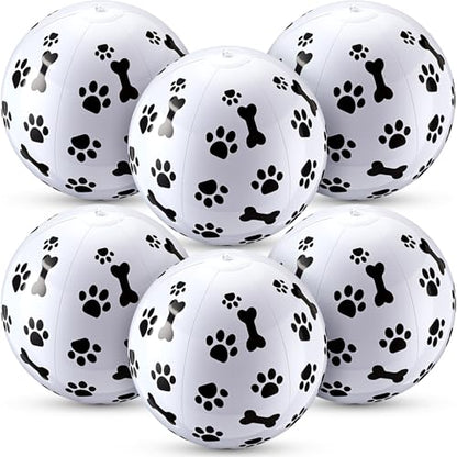 6 Pcs 12 Inch Inflatable Dog Paw Print Beach Balls for Kids Dog Pet Theme Birthday Party Favor Decorations Pool Toy PVC Beach Ball - style: Dog Paw