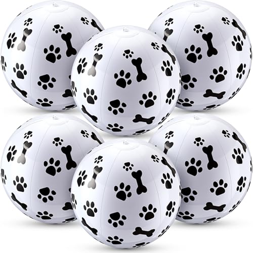 6 Pcs 12 Inch Inflatable Dog Paw Print Beach Balls for Kids Dog Pet Theme Birthday Party Favor Decorations Pool Toy PVC Beach Ball - style: Dog Paw