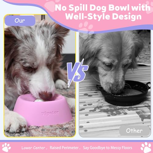 Yipetor Slow Feeder Dog Bowls for Liquid Treat, 【Enrichment Ball-Roll】 Bone Broth Dog Lick Bowl, 3/4 Cup Yogurt Pup Lick Toy for Large Medium Small Breeds Dietary Supplement/Post-op Nutrition (Pink) - color: pink