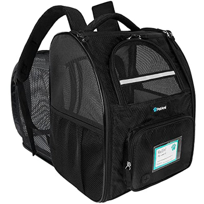 PetAmi Expandable Dog Backpack Carrier for Cats & Pets, Breathable Cat Carrier Backpack with Top Window & Multi-Entry, Ventilated Foldable Travel Carrier for Small Medium Pets up to 18 lbs, Black - color: Black