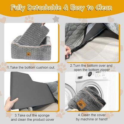 Dog Car Seat for Medium/Large Dog Booster Seat Under 60 lbs or 2 Small Dogs, Multi-Functional Pet Car Seat with Thick Cushion, 2 Safety Leashes (Gray) - color: Gray
