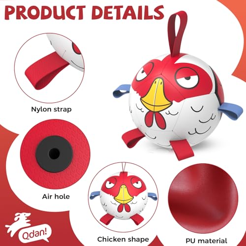 QDAN Dog Toy Balls: Pet Training Soccer Ball Dog Toy with Straps- Puppy Extra Small Dog Balls Beach Pool, Dogs Herding Ball, (5 Inch) - color: Red, size: 5 Inch