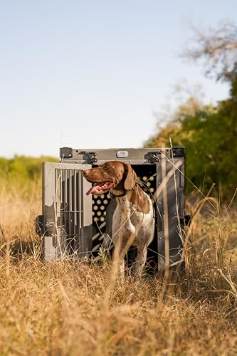 K9 Kennel Boss Aluminum Collapsible Dog Crate, Heavy Duty Folding Kennel - Large (Gray) - color: Gray, size: 41.6"L x 29.7"W x 33.9"H