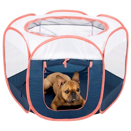 Furhaven Portable Dog Playpen Cat Tent, Pet Playground,Kennel Foldable Indoor Outdoor Zippered Puppy Crate - Navy, Small - color: Navy, size: Small