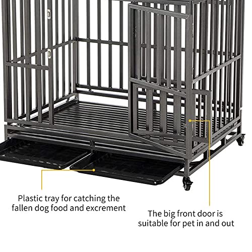 LUCKUP Heavy Duty Dog Cage Metal Kennel and Crate for Medium and Large Dogs, Pet Playpen with Four Wheels,Easy to Install,42 inch,Black - size: 42 inches