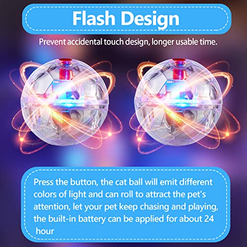 Jecery 9 Pcs Ghost Hunting Light Up Cat Balls LED Motion Activated Cat Toy Interactive Lighted Ball Pet Glowing Mini Running Exercise Toys for Kitten Dog Pet Animals Activity(Transparent) - color: Transparent