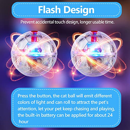 Jecery 9 Pcs Ghost Hunting Light Up Cat Balls LED Motion Activated Cat Toy Interactive Lighted Ball Pet Glowing Mini Running Exercise Toys for Kitten Dog Pet Animals Activity(Transparent) - color: Transparent