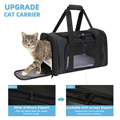 Pnimaund Pet Carrier - Airline Approved Soft Cat & Dog Carriers for Medium & Small Pets, TSA Approved, Black