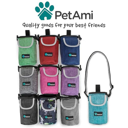 PetAmi Dog Treat Pouch, Large 3-Cup Dog Training Treat Bag with Poop Bag Dispenser, Hands-Free Waist Belt & Crossbody Strap, Reflective with Multiple Pockets & Belt Clip (Stripe Black) - color: Black