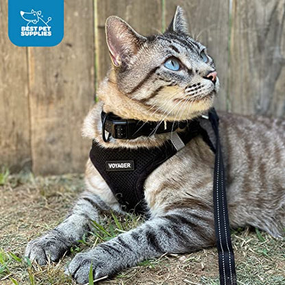 Best Pet Supplies - All Weather Mesh / Plush, Reflective, No Pull Harness for Small, Medium Dogs, Cats - Secure with Hook & Loop Fastener, Buckle, Double D-Rings - Black/Black Trim, XS - color: Harness (Black/Black Trim), size: XS (Chest: 13 - 14.5")