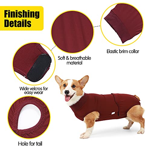 HEYWEAN Full Body Dog Diaper with a Puppy Nappies Physiological Dog Surgery Recovery Suit for Male Female Dogs - color: WineRed, size: Small
