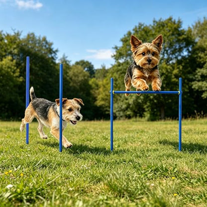 Dog Agility Jumps Adjustable Dog Hurdles with Weave Poles - Multifunctional Training Equipment for Backyard & Outdoor Obstacle Course