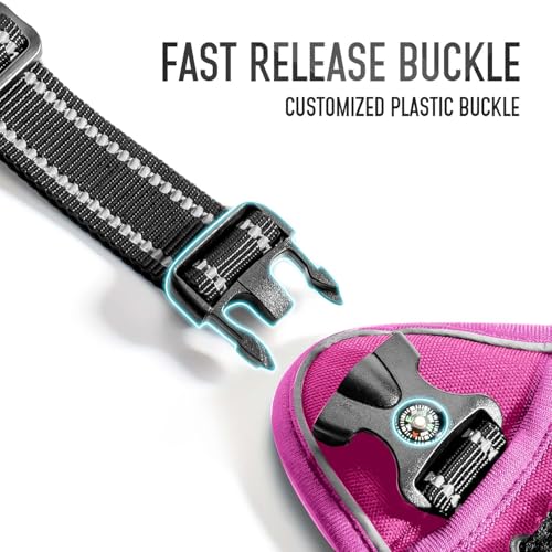 Tactical Dog Harness for Medium & Large Dogs, Rose Pink Adjustable No-Pull Control with Handle, Heavy Duty Reflective Vest - Size S - color: ROSE PINK, size: S