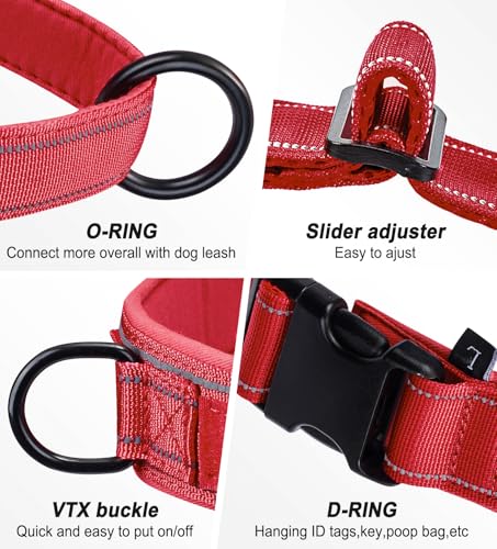 Red No Pull Dog Harness for Small Medium Large Sized Dog, Reflective Escape Proof Adjustable Dog Harnesses with 2 Patch, M - color: Red, size: M-Chest size 22-27.5''