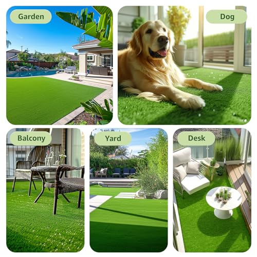 LOOBANI Synthetic Artificial Turf, Artificial Grass for Dog Potty with Drainage Holes, Fake Grass Rug for Garden Landscape Balcony Patio Backyard Decoration, 5 Feet x 8 Feet - size: 5 Feet x 8 Feet
