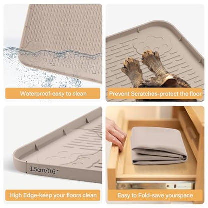 57" x40" Pee Pad Holder for Dogs Puppy Pad Holder Extra Large Silicone Pee Tray for Dog Training Floor Protection Raised Edge Dog Potty Tray, No Pee Pads(Khaki) - color: 57" X40" Khaki