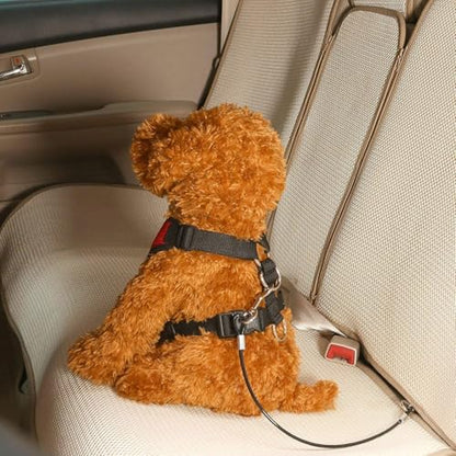 Mogoko Pet Dog Car Seat Belt Restraint, Coated Stainless Steel Chew Proof Dog Vehicle Safety Tether Cable, Double Clip No-Chew Pet Car Leash Lead-16 Inch Black - color: Black, size: 16 inches