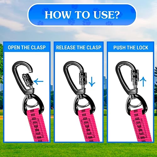 Dog Leash – Dual Reflective with Non-Tangle Design – Heavy Duty Nylon and Metal Buckles – Ideal (Pink, 2 Dog Leash) - color: Pink