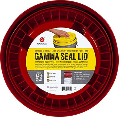 GAMMA2 Gamma Seal Lid - Pet Food Storage Container Lids - Fits 3.5, 5, 6, & 7 Gallon Buckets, Red, Made in USA - color: Red, size: Fits 3.5, 5, 6, & 7 Gallon Buckets