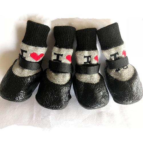 Dog Cat Boots Shoes Socks with Adjustable Waterproof Breathable and Anti-Slip Sole All Weather Protect Paws(Only for Tiny Dog) (L, Red) - color: Red, size: Large (Pack of 4)