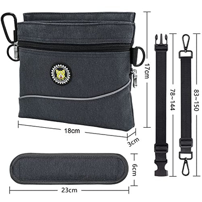 Viklluyr Dog Treat Pouch Bag with Magnetic Closure, Dog Food Carrier with Removable Inner Pocket, Perfect Dog Training Bag for Agility Training - Including Carabiner - color: Black, size: M