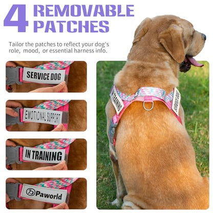 Service Dog Vest, No-Pull Service Dog Harness with 4 PCS Reflective Patches, Dog Vest Harness with Handle, Pet Harness for Small Medium Large Dogs in Training (Purple, S) - color: Purple Harness + 4 Patches, size: Small (Chest: 19-25")