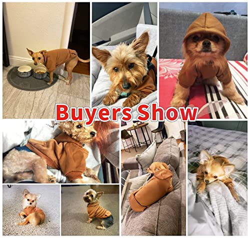 Idepet Pet Dog Hoodies Dog Clothes for Small Dogs Vest Chihuahua Clothes Warm Coat Jacket Autumn Puppy Outfits Cats Dogs Clothing(S, Coffee) - color: Coffee, size: Small