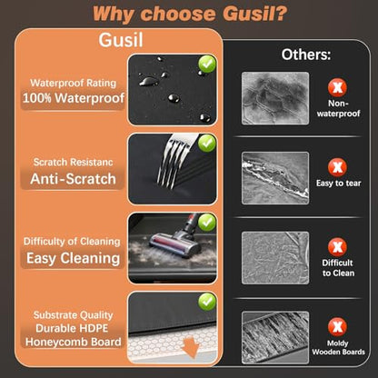 Gusil Back Seat Extender for Dogs: Mobile Cozy Pet Den! Skin-Safe Padding, Heavy-Duty PU Leather with Hard Bottom, 450lb Capacity-Waterproof, Non-Slip, 45% More Space (Fits Cars, SUVs & Small Trucks)