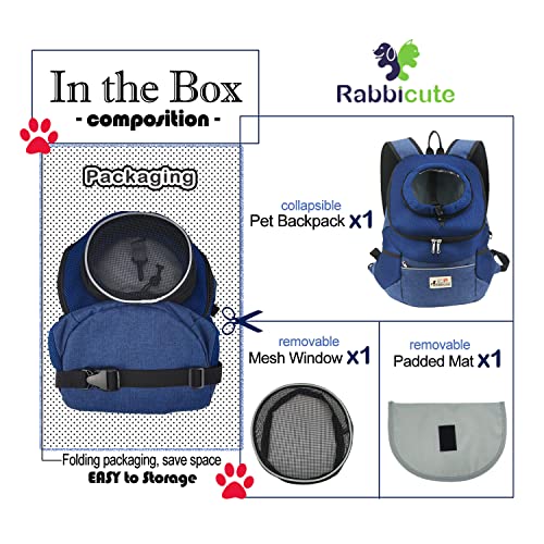 Pet Dog Carrier Backpack Adjustable Breathable Front Pack Head Out Removable Design Puppy Cat Dog Backpack for Small Dogs Cats Padded Shoulder Bag for Travelling Hiking Camping Outdoor Trip