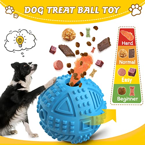 LEGEND SANDY Dog Balls Treat Dispensing Dog Toys for Aggressive Chewers Large Breed, Nearly Indestructible Squeaky Puppy Chew Toys for LargeBreeds, Natural Rubber Doggie Puzzle Toys, Pet Treat Ball - color: Ball-Blue