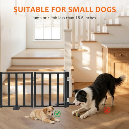 Snagle Paw Short Dog Gate,16.5" Tall Freestanding Metal Dog Gate Only for Small Dogs with Support Feet Easily Step Over,Up to 36" Wide Puppy Gate Indoor for Stairs,Doorways(Black,3 Panel) - size: Black-3 Panels 16.5"H*36"W