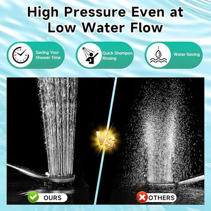 BRIGHT SHOWERS High Pressure Shower Head with Handheld, 9 Spray Settings Showerhead Built in Power Wash to Clean Tub and Pets, Extra Long 69" Hose, Adjustable Bracket, Chrome - color: Chrome, style: 1.8 GPM | 9 Modes