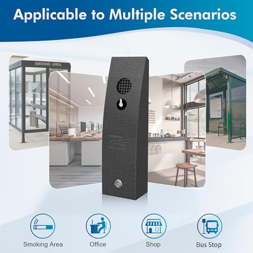 Outdoor Commercial Receptacles Container Disposal Wall Mounted Trash Can Vertical Trash Can for Patios Gardens Hotels Pubs Offices(Grey)