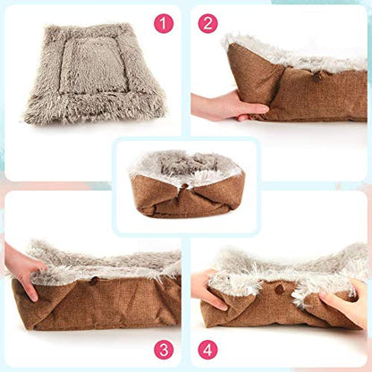 Self Warming Cat Bed, Foldable Self Heated Cat Mat Extra Warm Thermal Heating Pet Pad 24 x 20 inch for Indoor Outdoor Cats, Non-Slip Bottom Washable Non Electric Brown - color: Brown