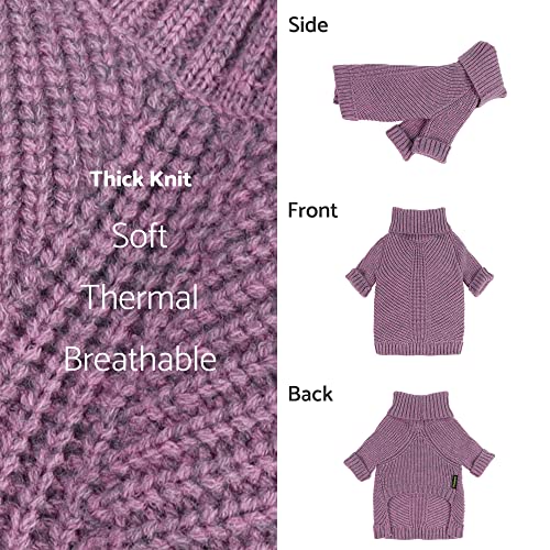 Fitwarm Thermal Knitted Dog Sweater Doggy Winter Coat Pet Clothes Doggie Turtleneck Jacket Puppy Outfits Cat Sweatsuit Lavender Purple XS - color: Purple, size: X-Small