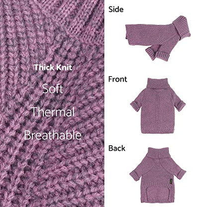 Fitwarm Thermal Knitted Dog Sweater Doggy Winter Coat Pet Clothes Doggie Turtleneck Jacket Puppy Outfits Cat Sweatsuit Lavender Purple Small - color: Purple, size: Small