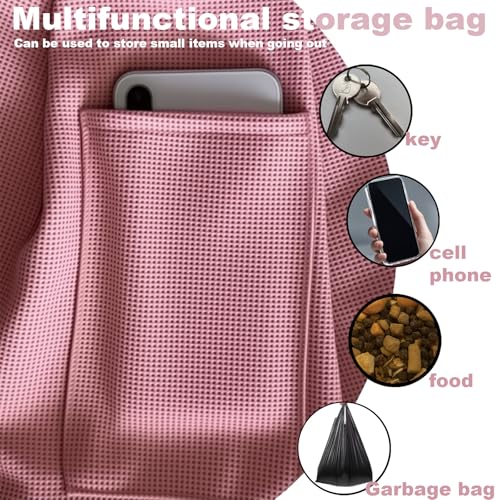Dog Slings for Small Dogs,Soft and Breathable Waffle Fabric,Puppy Essentials,Reversible Dog Sling with Organizer Pocket,Suitable for Small Dogs and Cats,Pink - color: pink
