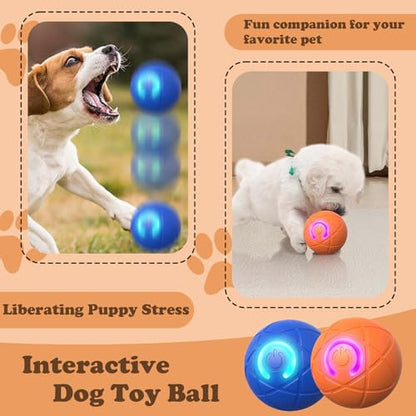 Interactive Duraspin Dog Ball, Self-Bouncing Vibrating & Auto-Rolling, Auto Stop Touch Start Jumping Ball Toy for Small/Medium Dogs (52mm, Orange) - color: Orange