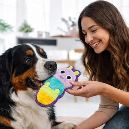 Outward Hound Tough Skinz Dog Toy, Durable Plush with 2X Lining, No Stuffing, Jumbo Squeaker, Caterpillar, 9.5" - color: Caterpillar Multi, size: Medium